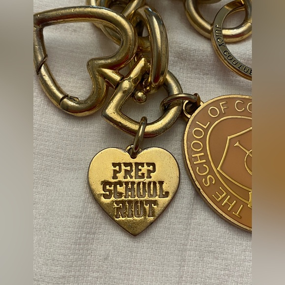 RARE VINTAGE 2008 Juicy Couture Gold Tone Keychain/Purse Charm with Two Charms - Picture 2 of 10